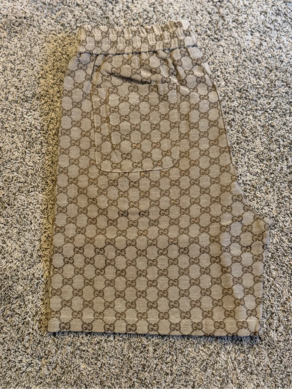 Gucci Tan GG Monogram Hybrid Shorts with Drawstring